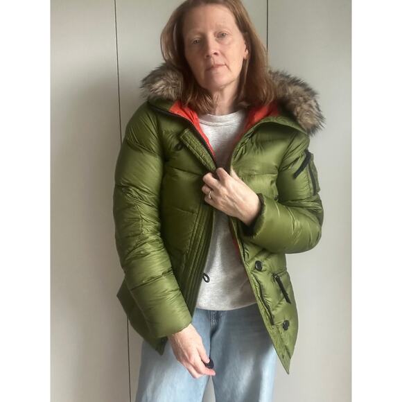 Eddie Bauer Down Puffer Coat 550 Fill Green Hooded Ski Outdoor Winter Parka SZ S - Picture 8 of 13